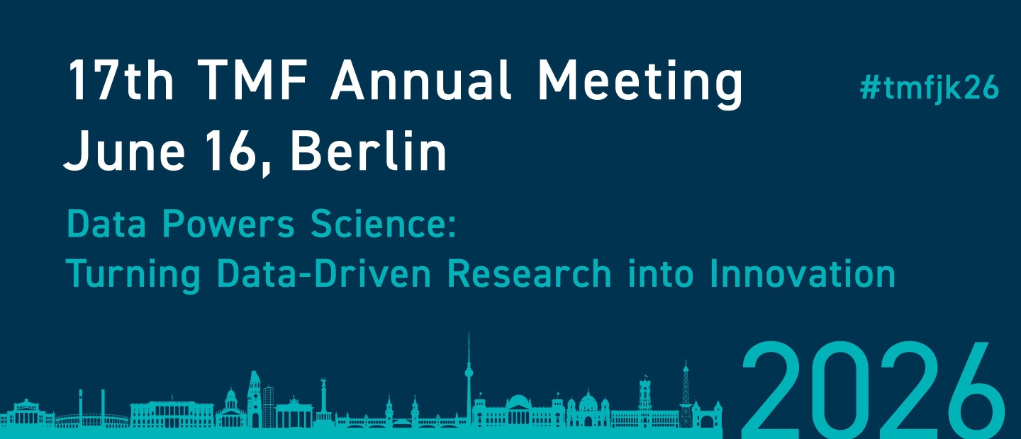 Banner for the 17th TMF Annual Meeting on June 16, 2026, in Berlin. Hashtag: #tmfjk26. At the bottom, a stylized Berlin skyline on a dark blue background.