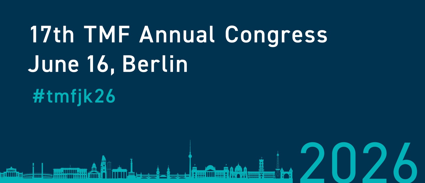 Banner for the 17th TMF Annual Congress on June 16, 2026, in Berlin. Hashtag: #tmfjk26. At the bottom, a stylized Berlin skyline on a dark blue background.