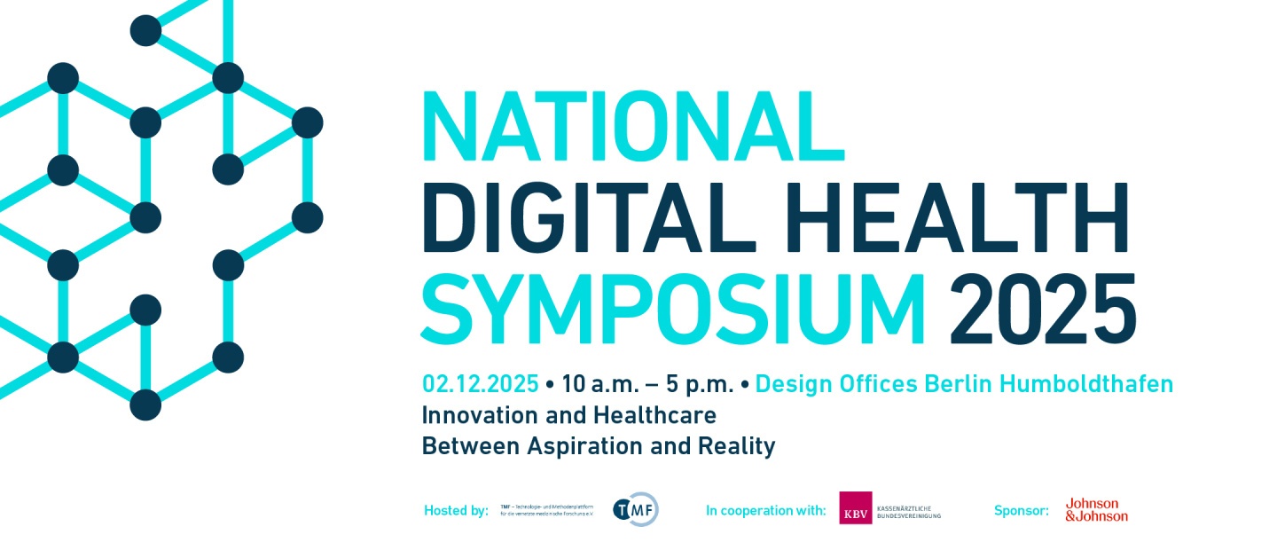 National Digital Health Symposium 2025 The banner for the National Digital Health Symposium 2025, which will take place on December 2, 2025, at Design Offices Berlin Humboldthafen.