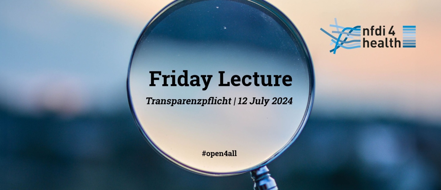 Das Bild einer Lupe, in der der Titel Friday Lecture steht.
