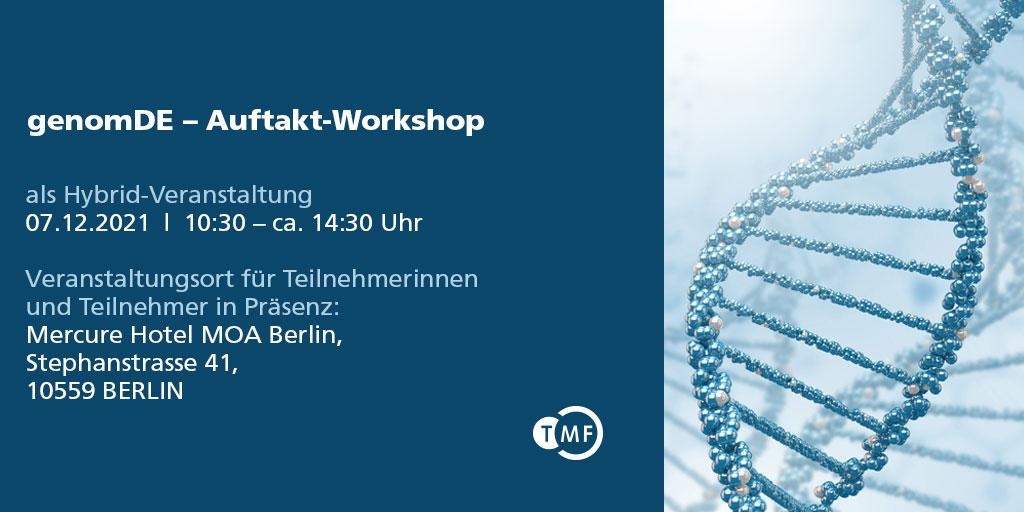 Save the Date: genomDE Auftakt Workshop 2021 Save the Date: genomDE Auftakt Workshop 2021