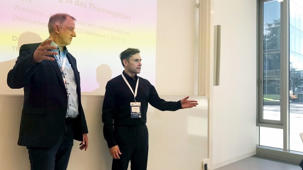 Dr. Johannes Drepper und Dr. Knut Kaulke beim Record Linkage Workshop