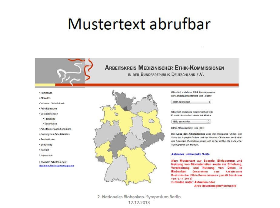 Folie Mustertext Biobanken Symposium 2013