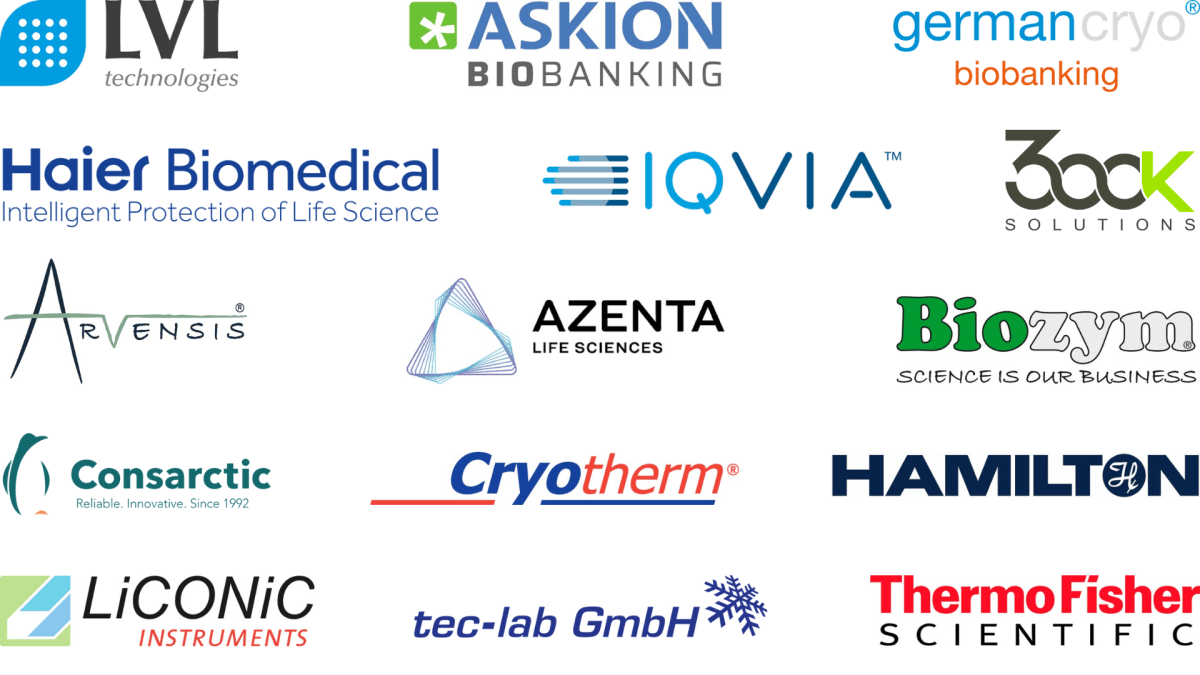Die Logos aller Sponsoren des Biobanken-Symposiums 2025.