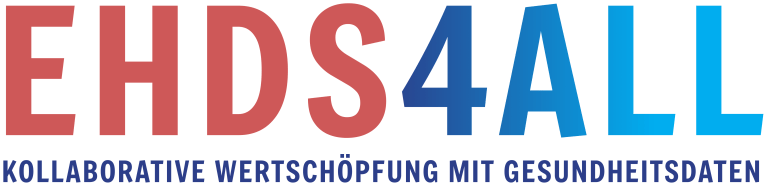Das Logo von EHDS4all mit dem Text "Kollaborative Wertschöpfung mit Gesundheitsdaten"